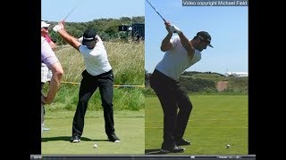 Jon Rahm golf swing  Long Iron faceon amp downtheline July 2017 [upl. by Anauj]