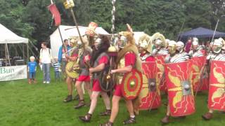 Roman Reenactment at the Amphitheatre in Caerleon Marching In [upl. by Hadnama]