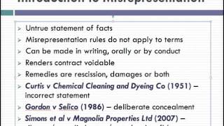 Misrepresentation Lecture 1 of 4 [upl. by Adlin]